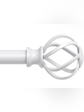 White Curtain Rod 36-88 Inch, Decorative Curtain Rod